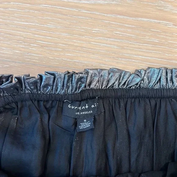 Current Air Anthropologie Metallic Silver Pleated Tiered Skirt Ruffles Small NYE - Picture 7 of 12